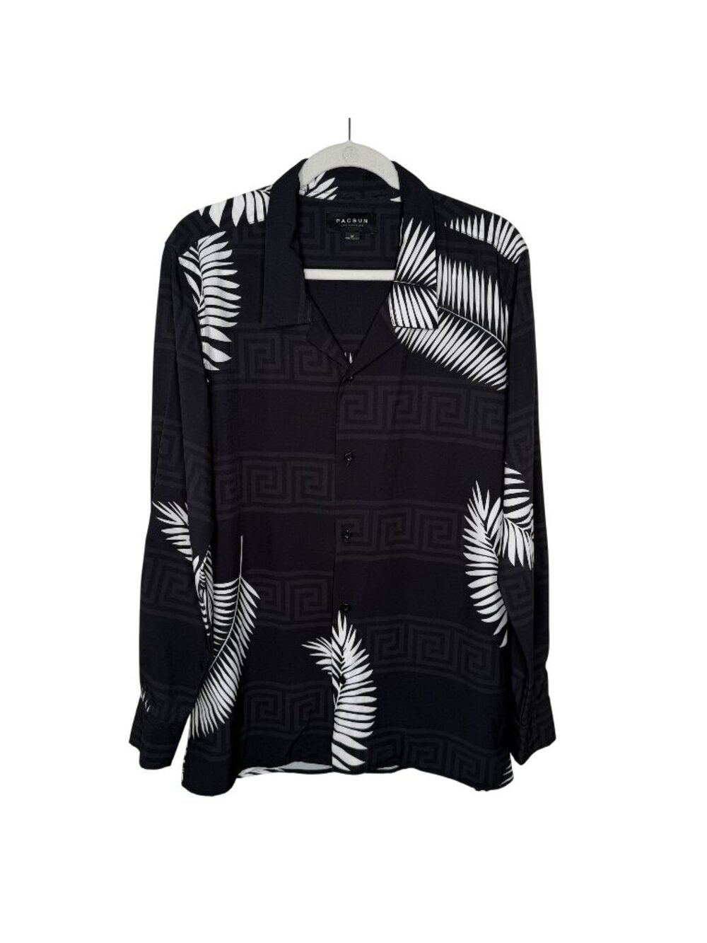 Pacsun Black & White Leaf Print Button Up, M